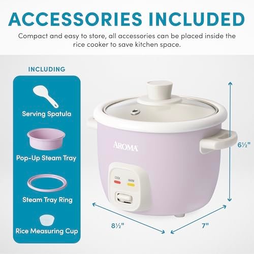 AROMA ARC-302CUL Rice Cooker Review Compact Design with Pop-Up Food Steamer