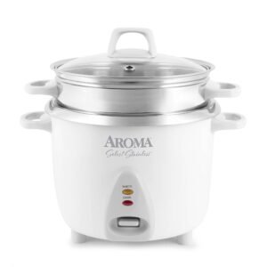 Aroma Housewares 14-Cup (Cooked) / 3Qt. Select Stainless Pot-Style Rice Cooker, & Food Steamer, One-Touch Operation, Automatic Keep Warm Mode, White (ARC-757-1SG) Aroma Housewares 14-Cup (Cooked) / 3Qt. Select Stainless Pot-Style Rice Cooker, & Food Steamer, One-Touch Operation, Automatic Keep Warm Mode, White (ARC-757-1SG)