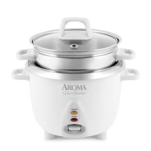 Aroma Housewares 6-Cup (Cooked yield ) / 1.2Qt. Select Stainless Pot-Style Rice Cooker, & Food Steamer, One-Touch Operation, White Aroma Housewares 6-Cup (Cooked yield ) / 1.2Qt. Select Stainless Pot-Style Rice Cooker, & Food Steamer, One-Touch Operation, White