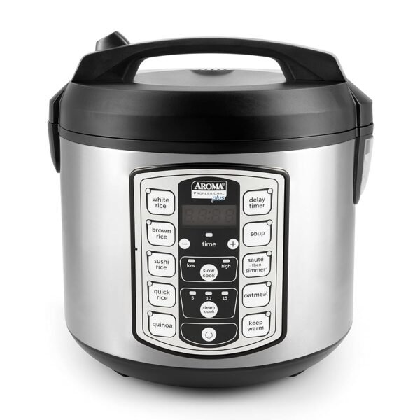Aroma Housewares Professional Plus ARC-5000SB 20 Cup (Cooked) Digital Rice Cooker, Food Steamer, Slow Cooker, Stainless Exterior/Nonstick Pot, Silver, Black, 10-cup...