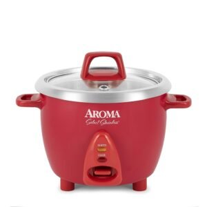 Aroma Housewares Select Stainless Rice Cooker & Warmer with Uncoated Inner Pot, 6-Cup(cooked)/ 1.2Qt, ARC-753SGR, Red Aroma Housewares Select Stainless Rice Cooker & Warmer with Uncoated Inner Pot, 6-Cup(cooked)/ 1.2Qt, ARC-753SGR, Red