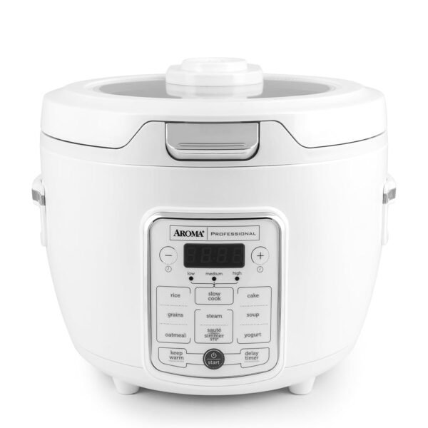 AROMA® Professional Digital Rice Cooker, 10-Cup (Uncooked) / 20-Cup (Cooked), Slow Cooker, Multicooker, Steamer, Oatmeal Cooker, Auto Keep Warm, Sauté-then-Simmer®, 4 Qt, White,...
