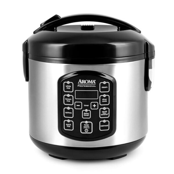 AROMA Professional Digital Rice Cooker, Multicooker, 4-Cup (Uncooked) / 8-Cup (Cooked), Steamer, Slow Cooker, Oatmeal Cooker, STS, Auto Keep Warm, 2 Qt, Stainless Steel... AROMA Professional Digital Rice Cooker, Multicooker, 4-Cup (Uncooked) / 8-Cup (Cooked), Steamer, Slow Cooker, Oatmeal Cooker, STS, Auto Keep Warm, 2 Qt, Stainless Steel...