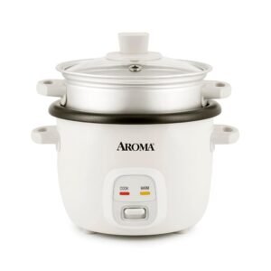 AROMA® Rice Cooker, 2-Cup (Uncooked) / 4-Cup (Cooked), Steamer, Grain Cooker, Soup Maker, Oatmeal Cooker, Auto Keep Warm, 1 Qt, White, ARC-302-1NG AROMA® Rice Cooker, 2-Cup (Uncooked) / 4-Cup (Cooked), Steamer, Grain Cooker, Soup Maker, Oatmeal Cooker, Auto Keep Warm, 1 Qt, White, ARC-302-1NG