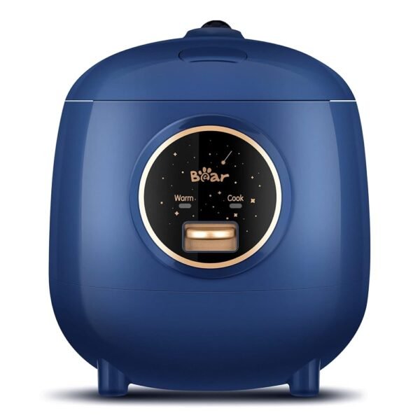 Bear Mini Rice Cooker 2 Cups Uncooked, 1.2L Portable Non-Stick Small Travel Rice Cooker, BPA Free, One Button to Cook and Keep Warm Function, Blue
