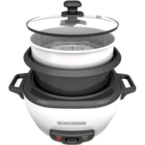 BLACK+DECKER RC3406 3-Cup Uncooked/6-Cup Cooked Rice Cooker, White BLACK+DECKER RC3406 3-Cup Uncooked/6-Cup Cooked Rice Cooker, White