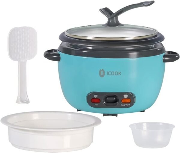 Blue Rice Cooker 1L Grains,Oatmeal,Cereals Cooker,Rice Warmer Steamer,Small Mini Rice Cooker Removable Nonstick Pot,Full View Glass Lid,Stand Plastic Knob Blue Rice Cooker 1L Grains,Oatmeal,Cereals Cooker,Rice Warmer Steamer,Small Mini Rice Cooker Removable Nonstick Pot,Full View Glass Lid,Stand Plastic Knob