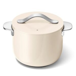 Caraway Petite Cooker - 2 Qt Ceramic Coated Pot - Free From Forever Chemicals - Perfect for Rice, Grains, or Sauces - Cream Caraway Petite Cooker - 2 Qt Ceramic Coated Pot - Free From Forever Chemicals - Perfect for Rice, Grains, or Sauces - Cream