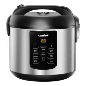COMFEE' Compact Rice Cooker, 6-in-1 Stainless Steel Multi Cooker, Slow Cooker, Steamer, Saute, and Warmer, 2 QT, 8 Cups Cooked(4 Cups Uncooked), Brown Rice, Quinoa and Oatmeal,... COMFEE' Compact Rice Cooker, 6-in-1 Stainless Steel Multi Cooker, Slow Cooker, Steamer, Saute, and Warmer, 2 QT, 8 Cups Cooked(4 Cups Uncooked), Brown Rice, Quinoa and Oatmeal,...