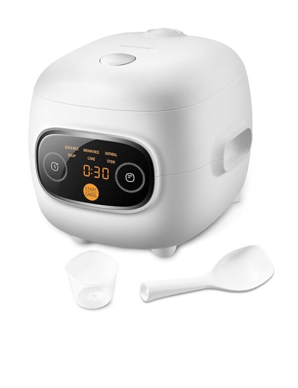COMFEE' Mini Rice Cooker 4 Cups Cooked/2 Cups Uncooked, Portable Non-Stick rice maker, 24 hours Timer Delay, 6 Functions, Fast Cooker, Brown Rice, Oatmeal, White