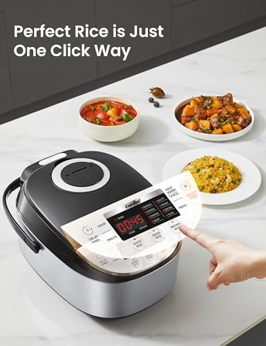 Comfee Rice Cooker Review Compact 6-Cup Fuzzy Logic Cooker with 11 Presets
