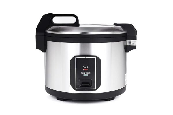 Commercial Stainless Steel Rice Cooker - Professional 64 Cup Cooked (32 Cup Uncooked) Rice Maker Cooker With Non Stick Pot & Hinged Lid - Includes a Rice Measuring Cup & Rice Scoop