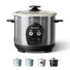 Electric Rice Cooker with One Touch for Asian Japanese Sushi Rice, 3-cup Uncooked/6-cup Cooked, Fast&Convenient Cooker with Ceramic Nonstick inner pot, Stainless Steel Housing... Electric Rice Cooker with One Touch for Asian Japanese Sushi Rice, 3-cup Uncooked/6-cup Cooked, Fast&Convenient Cooker with Ceramic Nonstick inner pot, Stainless Steel Housing...