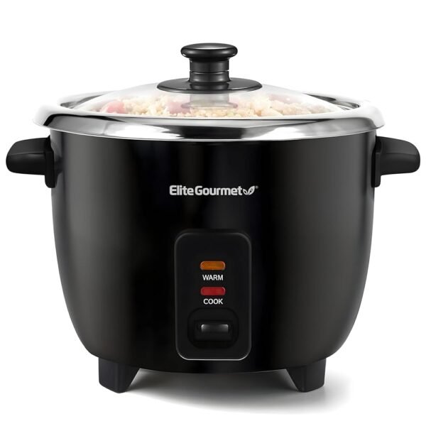 Elite Gourmet ERC006SS 6-Cup Electric Rice Cooker with 304 Surgical Grade Stainless Steel Inner Pot, Makes Soups, Stews, Porridges, Grains and Cereals, 6 cup (3 cups uncooked),...