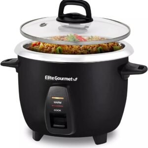 Elite Gourmet ERC2010B Electric Rice Cooker with Stainless Steel Inner Pot Makes Soups, Stews, Porridge's, Grains and Cereals, 10 cups cooked (5 Cups uncooked), Black Elite Gourmet ERC2010B Electric Rice Cooker with Stainless Steel Inner Pot Makes Soups, Stews, Porridge's, Grains and Cereals, 10 cups cooked (5 Cups uncooked), Black