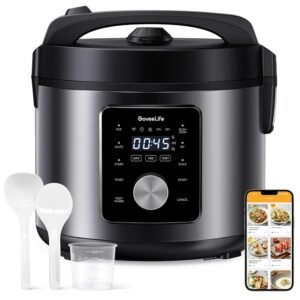 GoveeLife Smart Rice Cooker, 6-in-1 Multi-Cooker, Slow Cooker, Yogurt Maker, Saute Pan, Steamer, Food Warmer, 1000W, 10-Cup Uncooked 5.2 Quart, Includes App with 33 Recipes GoveeLife Smart Rice Cooker, 6-in-1 Multi-Cooker, Slow Cooker, Yogurt Maker, Saute Pan, Steamer, Food Warmer, 1000W, 10-Cup Uncooked 5.2 Quart, Includes App with 33 Recipes