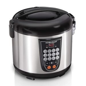 Hamilton Beach Digital Programmable Rice and Slow Cooker & Food Steamer, 20 Cups Cooked (10 Cups Uncooked), 14 Pre-Programmed Settings for Sear Sauté, Hot Cereal, Soup, Nonstick... Hamilton Beach Digital Programmable Rice and Slow Cooker & Food Steamer, 20 Cups Cooked (10 Cups Uncooked), 14 Pre-Programmed Settings for Sear Sauté, Hot Cereal, Soup, Nonstick...