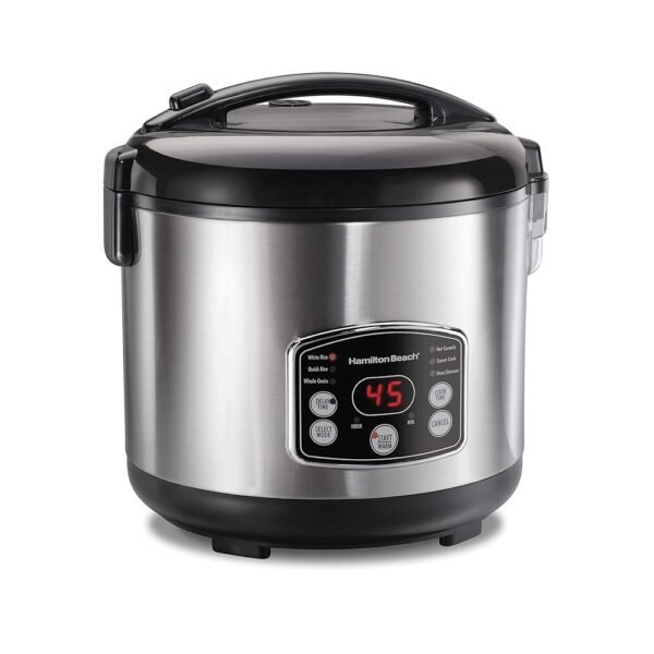 Hamilton Beach Digital Programmable Rice Cooker & Food Steamer, 14 Cups Cooked (7 Uncooked) With Steam & Rinse Basket, Stainless Steel (37548) Hamilton Beach Digital Programmable Rice Cooker & Food Steamer, 14 Cups Cooked (7 Uncooked) With Steam & Rinse Basket, Stainless Steel (37548)