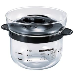 HARIO XRCN-2-B Glass Microwave Rice Pot, 1 to 2 Cups, For Microwaves, Black, 1 to 2 Cups, Made in Japan HARIO XRCN-2-B Glass Microwave Rice Pot, 1 to 2 Cups, For Microwaves, Black, 1 to 2 Cups, Made in Japan