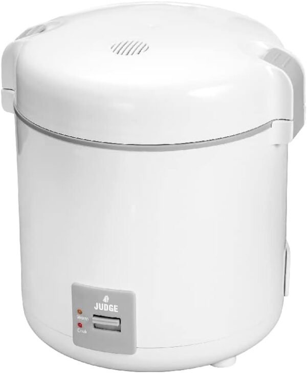 Judge Small Electric Rice Cooker - Fully Automatic, for 2 Servings, Removable Non-Stick Rice Pot, Measuring Cup & Ladle, PFOA Free, Keep Warm Function Judge Small Electric Rice Cooker - Fully Automatic, for 2 Servings, Removable Non-Stick Rice Pot, Measuring Cup & Ladle, PFOA Free, Keep Warm Function