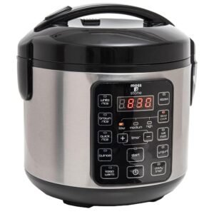Moss & Stone - Small Digital Electric Rice Cooker, 4-8 Cups, 10 Preset Settings, Brown and White Rice Steamer, Slow Cooker with Steamer for Vegetables, Pot Moss & Stone - Small Digital Electric Rice Cooker, 4-8 Cups, 10 Preset Settings, Brown and White Rice Steamer, Slow Cooker with Steamer for Vegetables, Pot