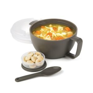 Prep Solutions by Progressive Microwave Soup On-the-Go, Gray (PS-91GY) – Leak-Proof, Cool-Touch Handle with Spoon Included Prep Solutions by Progressive Microwave Soup On-the-Go, Gray (PS-91GY) – Leak-Proof, Cool-Touch Handle with Spoon Included