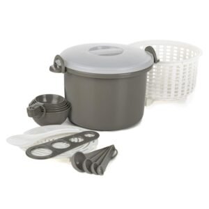 Prep Solutions by Progressive Microwaveable Rice and Pasta Cooker-17 Piece Set Includes Measuring Spoons and Cups, Rice Paddle, Steaming Insert, Pasta Measurer and Locking... Prep Solutions by Progressive Microwaveable Rice and Pasta Cooker-17 Piece Set Includes Measuring Spoons and Cups, Rice Paddle, Steaming Insert, Pasta Measurer and Locking...