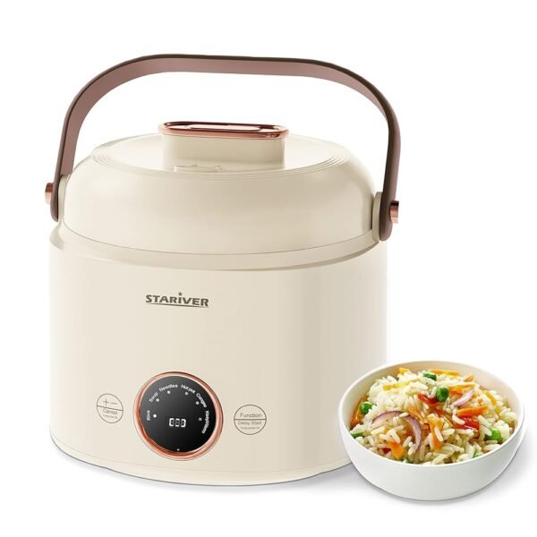 Stariver Small Rice Cooker, 2 Cups Uncooked Mini Portable Rice Cooker with Handle, Non-Stick Ramen Cooker, Rice Maker with Keep Warm & Delay Start Function, Electric Pot, 1L... Stariver Small Rice Cooker, 2 Cups Uncooked Mini Portable Rice Cooker with Handle, Non-Stick Ramen Cooker, Rice Maker with Keep Warm & Delay Start Function, Electric Pot, 1L...
