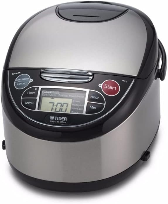 Tiger Corporation JAX-T10U-K 5.5-Cup (Uncooked) Micom Rice Cooker with Food Steamer & Slow Cooker, Stainless Steel Black Tiger Corporation JAX-T10U-K 5.5-Cup (Uncooked) Micom Rice Cooker with Food Steamer & Slow Cooker, Stainless Steel Black