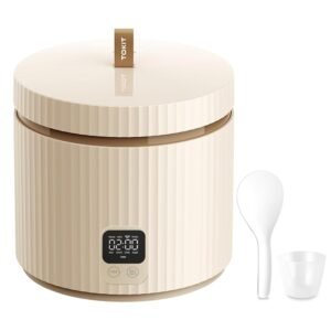 TOKIT Rice Cooker Small 1.5 L Mini Rice Cooker, Multifunctional with Display Touch Button for 1-3 People, Ceramic Coated Non-Stick Pot, 8 Cook Functions: Rice, Soup, Congee,...