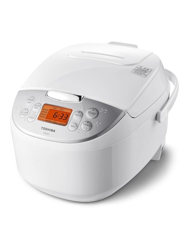 Toshiba Rice Cooker 6 Cup Uncooked – Japanese Rice Cooker with Fuzzy Logic Technology, 7 Cooking Functions, Digital Display, 2 Delay Timers and Auto Keep Warm, Non-Stick Inner...