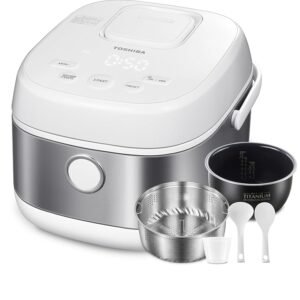 TOSHIBA Rice Cooker Induction Heating, Low Carb Rice Cooker Low Sugar Digital Steamer, 5.5 Cups Uncooked Japanese Rice Cooker, 8 Cooking Functions, 24H Timer & Auto Keep Warm