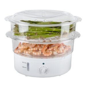 Vegetable Steamer Rice Cooker- 6.3 Quart Electric Steam Appliance with Timer for Healthy Fish, Eggs, Vegetables, Rice, Baby Food by Classic Cuisine, 11"D x 11"W x 12.25"H Vegetable Steamer Rice Cooker- 6.3 Quart Electric Steam Appliance with Timer for Healthy Fish, Eggs, Vegetables, Rice, Baby Food by Classic Cuisine, 11"D x 11"W x 12.25"H