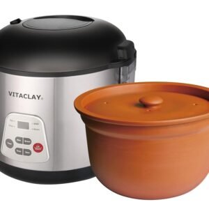 Vitaclay Smart Organic Clay Rice Cooker & Slow Cooker - Toxin Free Clay Electric Pot for Cooking Rice, Slow Cooker, Soup Maker, Warmer, Stew Pot with Natural Earthen Clay Crock,...