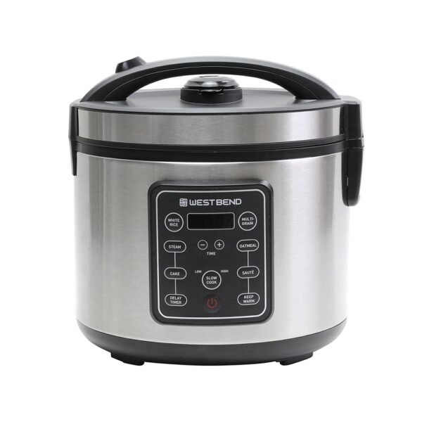 West Bend Rice & Grain Multi Cooker Programmable with 9 Preset Functions, Features Delay Start and Keep Warm Functions and Steam Basket, 20 Cups Cooked, Stainless Steel West Bend Rice & Grain Multi Cooker Programmable with 9 Preset Functions, Features Delay Start and Keep Warm Functions and Steam Basket, 20 Cups Cooked, Stainless Steel