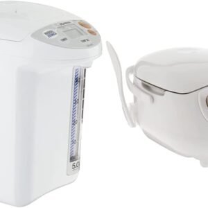 Zojirushi Micom Water Boiler and Warmer, 169 oz/5.0 L, White & NS-ZCC10 Neuro Fuzzy Rice Cooker, 5.5-Cup, White Zojirushi Micom Water Boiler and Warmer, 169 oz/5.0 L, White & NS-ZCC10 Neuro Fuzzy Rice Cooker, 5.5-Cup, White
